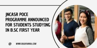 JNCASR POCE Programme Announced For Students Studying in B.Sc First Year