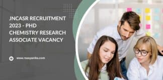 JNCASR Recruitment 2023 - PhD Chemistry Research Associate Vacancy