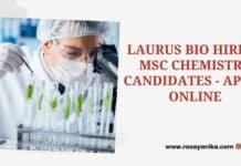 Laurus Bio Hiring MSc Chemistry Candidates - Apply Online