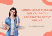 Lonza MSc/B Pharma Job Vacancy - Candidates Apply Online