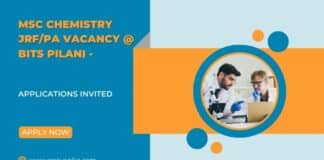 MSc Chemistry JRF/PA Vacancy @ BITS Pilani -