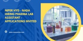 NIPER HYD - NADA Hiring Pharma Lab Assistant - Applications Invited