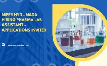 NIPER HYD – NADA Hiring Pharma Lab Assistant – Applications Invited NIPER HYD - NADA Hiring Pharma Lab Assistant - Applications Invited