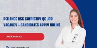 Reliance BSc Chemistry QC Job Vacancy - Candidates Apply Online