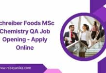 Schreiber Foods MSc Chemistry QA Job Opening - Apply Online