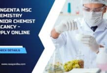 Syngenta MSc Chemistry Junior Chemist Vacancy - Apply Online