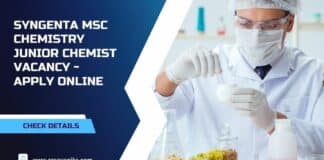 Syngenta MSc Chemistry Junior Chemist Vacancy - Apply Online