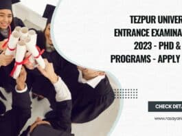 Tezpur University Entrance Examination 2023 - PhD & MSc Programs - Apply Now