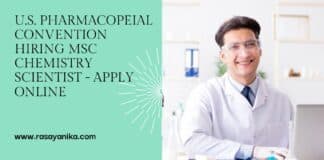 U.S. Pharmacopeial Convention Hiring MSc Chemistry Scientist - Apply Online