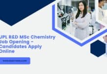 UPL R&D MSc Chemistry Job Opening - Candidates Apply Online