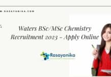 Waters BSc/MSc Chemistry Recruitment 2023 - Apply Online