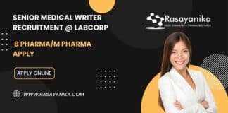 Senior Medical Writer Recruitment @ LabCorp - B Pharma/M Pharma