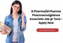 B Pharma/M Pharma Pharmacovigilance Associate Job @ Teva - Apply Now