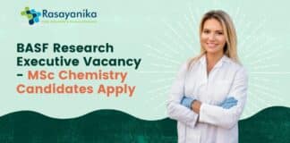 BASF Research Executive Vacancy - MSc Chemistry Candidates Apply