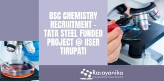 BSc Chemistry Recruitment - Tata Steel Funded Project @ IISER Tirupati