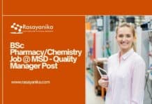 BSc Pharmacy/Chemistry Job @ MSD - Quality Manager Post