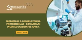 Biological E. looking for RA professionals - B Pharma/M Pharma Candidates Apply