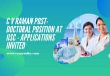 C V Raman Post-Doctoral Position at IISc - Applications Invited