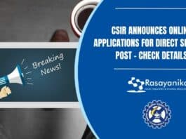 CSIR Announces Online Applications For Direct SRF & RA Post - Check Details