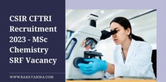 CSIR CFTRI Recruitment 2023 - MSc Chemistry SRF Vacancy