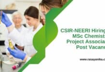 CSIR-NEERI Hiring - MSc Chemistry Project Associate Post Vacancy