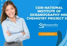 CSIR-National Institute of Oceanography MSc Chemistry Project Job