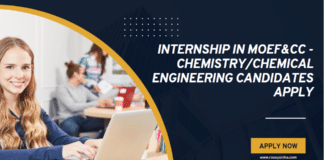 Internship in MOEF&CC - Chemistry/Chemical Engineering Candidates Apply