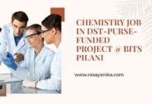 Chemistry Job in DST-PURSE-funded Project @ BITS Pilani