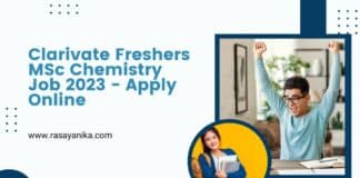 Clarivate Freshers MSc Chemistry Job 2023 - Apply Online