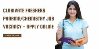 Clarivate Freshers Pharma/Chemistry Job Vacancy - Apply Online
