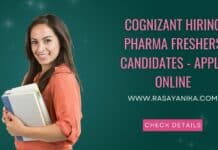 Cognizant Hiring Pharma Freshers Candidates - Apply Online