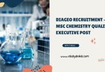 Diageo Recruitment - MSc Chemistry Quality Executive Post