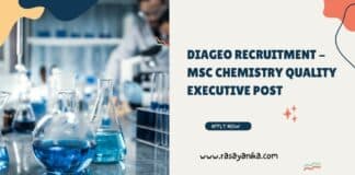 Diageo Recruitment - MSc Chemistry Quality Executive Post
