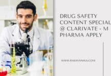 Drug Safety Content Specialist @ Clarivate - M Pharma Apply