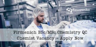 Firmenich BSc/MSc Chemistry QC Chemist Vacancy - Apply Now