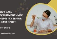 Govt GACL Recruitment - MSc Chemistry Senior Chemist Post