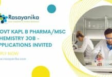 Govt KAPL B Pharma/MSc Chemistry Job - Applications Invited