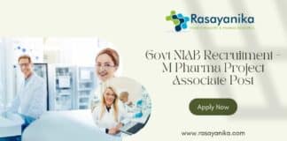 Govt NIAB Recruitment - M Pharma Project Associate Post