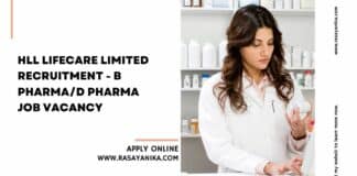 HLL Lifecare Limited Recruitment - B Pharma/D Pharma Job Vacancy