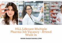 HLL Lifecare Multiple Pharma Job Vacancy - Attend Walk In