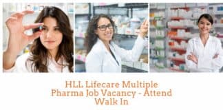 HLL Lifecare Multiple Pharma Job Vacancy - Attend Walk In