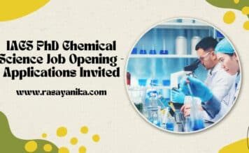 IACS PhD Chemical Science Job Opening - Applications Invited