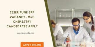 IISER Pune SRF Vacancy - MSc Chemistry Candidates Apply