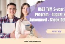 IISER TVM 2-year MSc Program - August 2023 Announced - Check Details