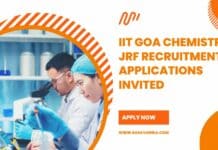 IIT Goa Chemistry JRF Recruitment - Applications Invited