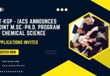 IIT-KGP - IACS Announces Joint M.Sc.-Ph.D. program in Chemical Science