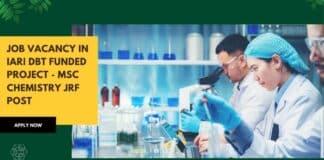 Job Vacancy in IARI DBT Funded Project - MSc Chemistry JRF Post
