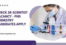 Merck Sr Scientist Vacancy - PhD Chemistry Candidates Apply