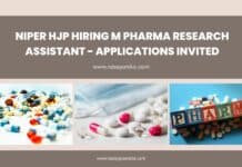 NIPER HJP Hiring M Pharma Research Assistant - Applications Invited