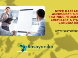 NIPER Raebareli Announces Summer Training Program For Chemistry & Pharma Candidates